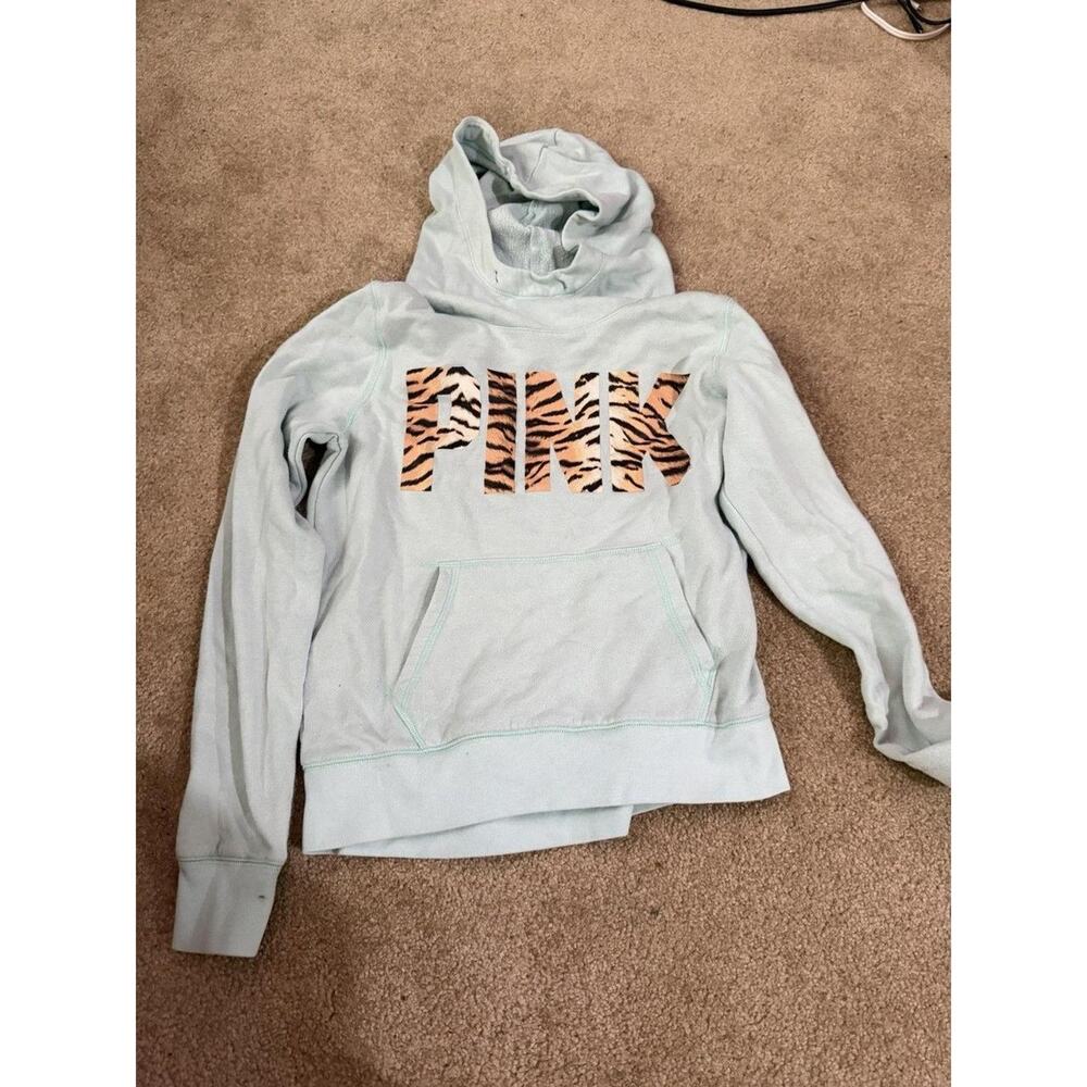 Victoria's Secret PINK Y2K Mint & Cheetah Hoodie Size M
